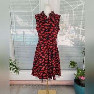 Hearts & Roses Sweet Kisses Pinup Retro Swing Dress In Black